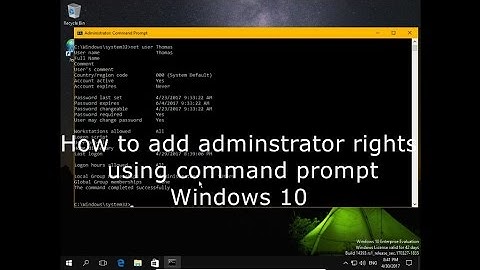 How to add adminstrator rights using command prompt Windows 10