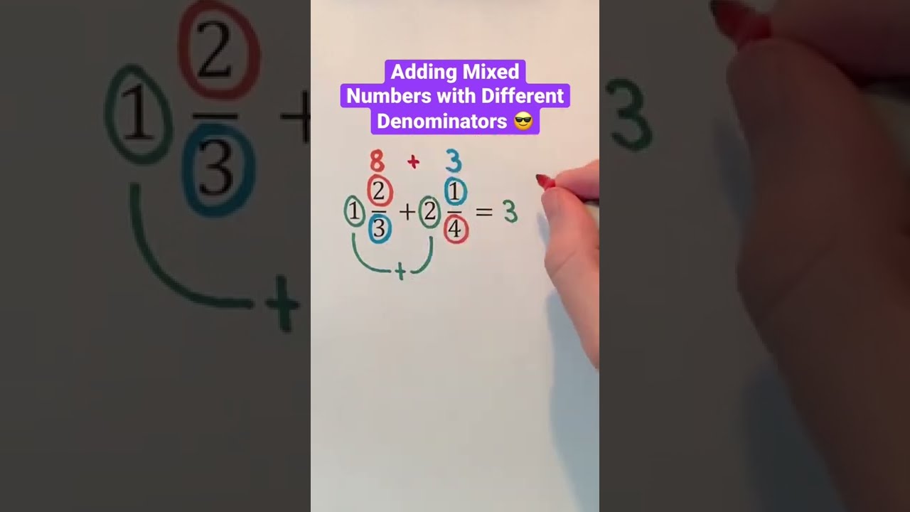 Adding Mixed Numbers With Different Denominators Shorts Math Maths Mathematics Education