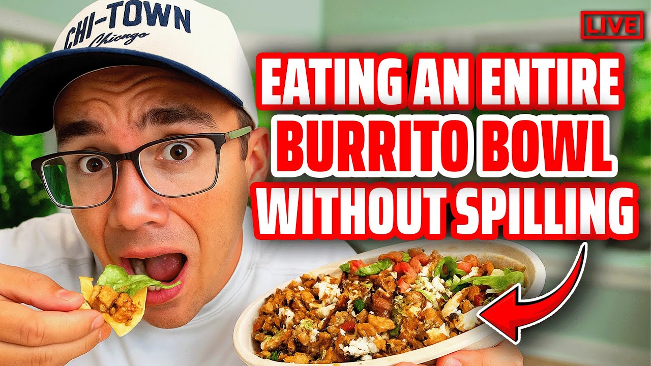 Can James Eat a Burrito Bowl WITHOUT SPILLING ONLY USING CHIPS? 