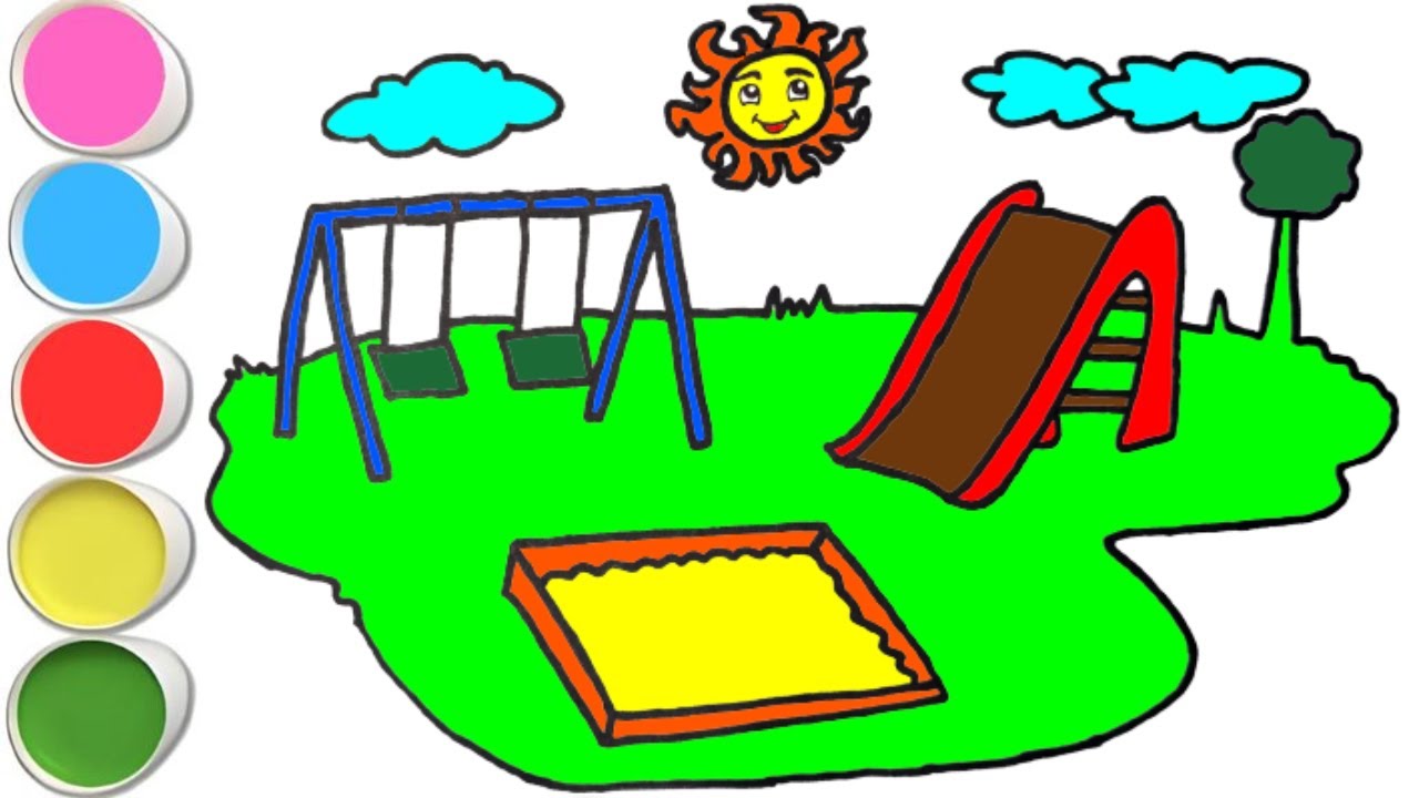 How To Draw A Playground Playground Drawing Painting & Colouring For