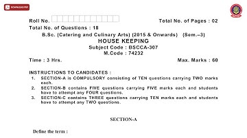 BSC 3RD SEM CCA HOUSE KEEPING JAN 2021 | PTU