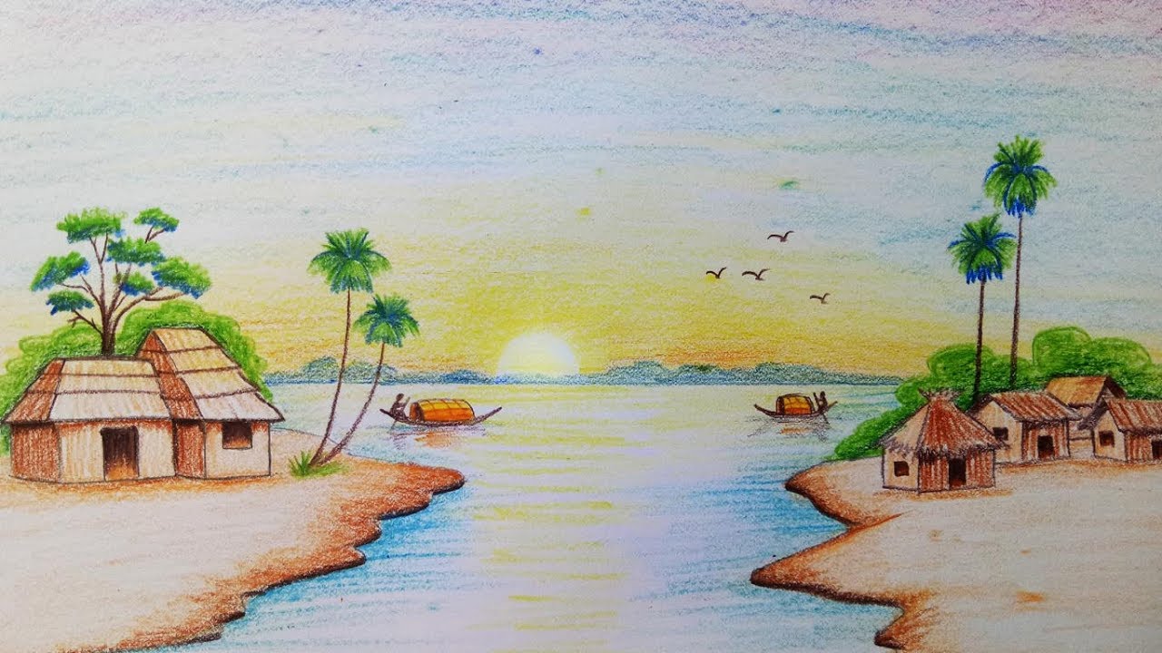 How To Draw A Scenery With Pencil Shading Step By Step I Draw Almost 