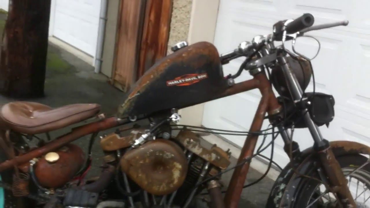  Rusty 79 XLCH Ironhead New Skool Rat Bobber running 