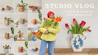 year of the tiger, chatty pottery painting, gold lustre, shop update prep 🐅 ~ STUDIO VLOG