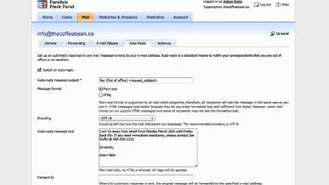 Setting Up An Email Auto Responder With Plesk 10