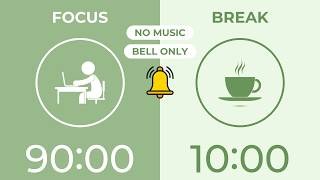5 Hour Pomodoro Timer | 90/10 | Bell Only | No Music