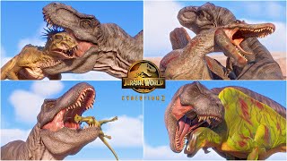 LITTLE EATIE T. REX HUNTING ANIMATIONS VS ALL DINOSAURS IN JURASSIC WORLD EVOLUTION 2