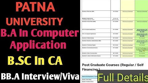 B.A & B.SC In Computer Application Viva Date / BB.A Interview/Viva Date / PATNA UNIVERSITY