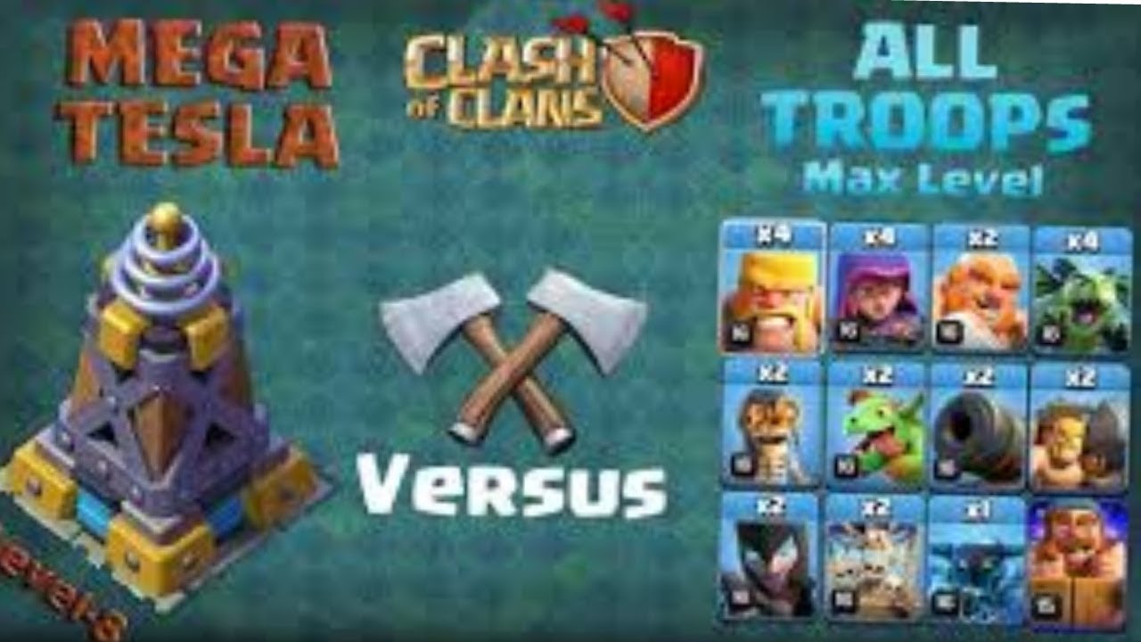 Mega Tesla Max level vs max level all troops