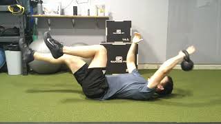 Kettlebell Single-Arm Reaching Dead Bug with Sit Up and Reach