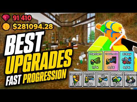 BEST UPGRADES &amp; FAST PROGRESSION BEGINNERS GUIDE in WASH THE HOUSE Roblox