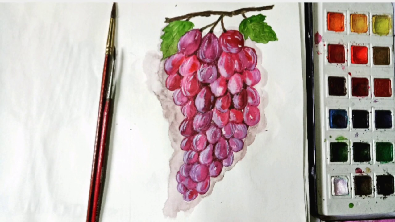 Easy Watercolour Grapes Painting For Beginners YouTube