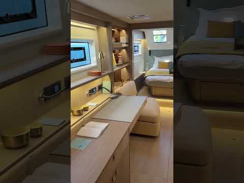 *Whistles* What do you think about the new Lagoon 47's master cabin? #yachtdesign #sailinglife #boat