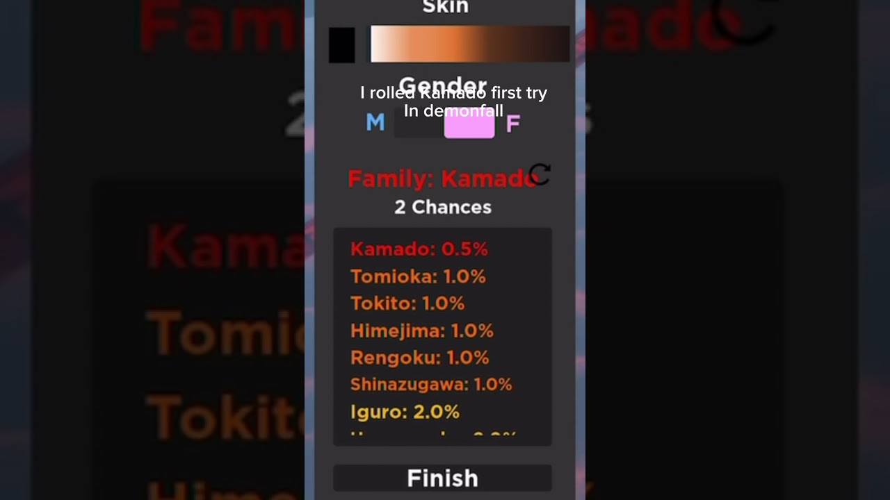 I rolled kamado first try in demon fall (0.5% chance)