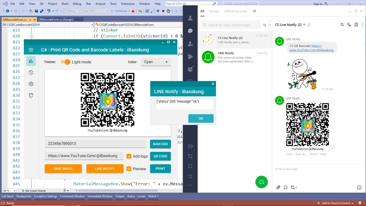 C# Lecture 65 How to generate Line Notify Token and complete the setup ...