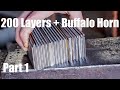 Forging Damascus With 52100 Part 1: 200 Layer Skinner With Buffalo Horn Blacksmithing Knifemaking