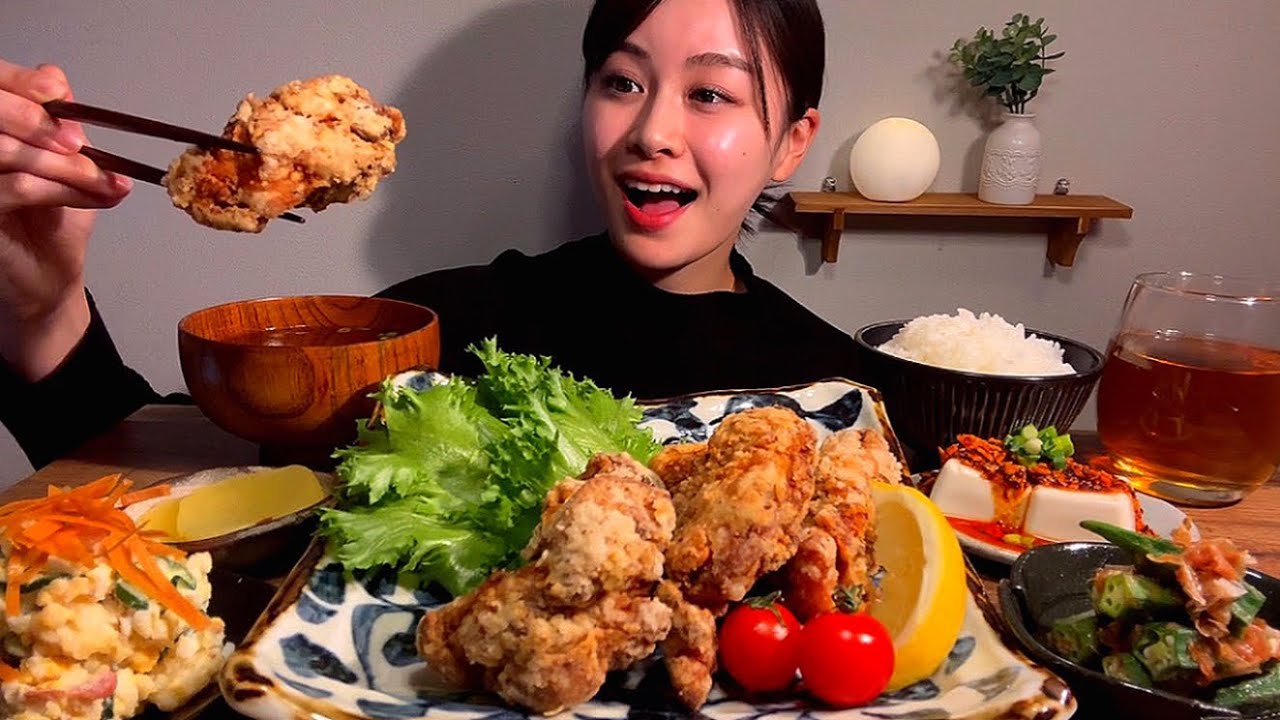 【ASMR】唐揚げ定食 [EatingSounds モッパン 咀嚼音 먹방]