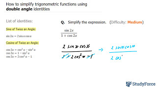 Simplify Trigonometric Expression with Double-Angle Formulas