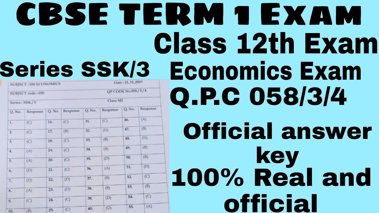 CBSE Class 12th Economics Answer Key
