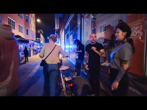 Friday Night Walk in Uppsala, Sweden - Police Scene and Party People (4K)