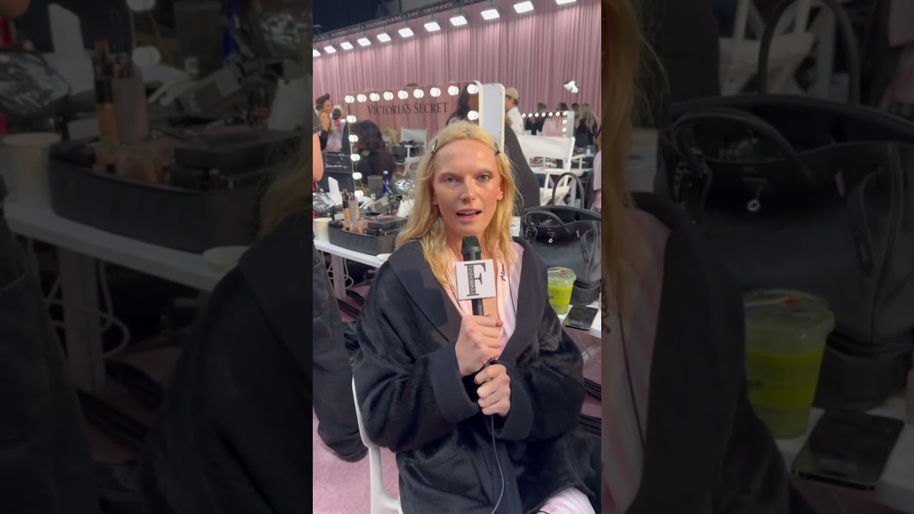 Alex Consani backstage at the 2025 Victoria’s Secret Fashion Show