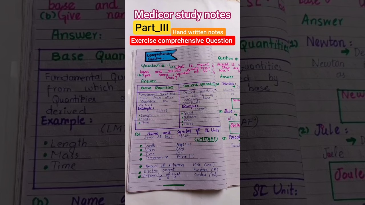 9th Class Physics New book 2025 chapter#1 |Exercise comprehensive Question hand written notes