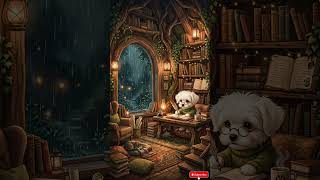 Rainy Forest Library | Cozy Study &amp; Focus Music for Deep Work 🌿 비 오는 숲속 서재, 몰입을 돕는 재즈 #shorts