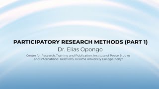 Participatory Research Methods (Part 1)