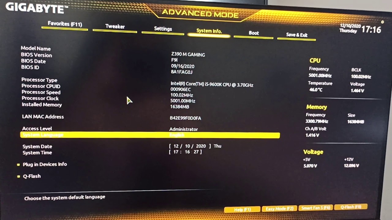 Tutorial Overclock Intel i5 9600k para 5 ghz z390 M Gaming