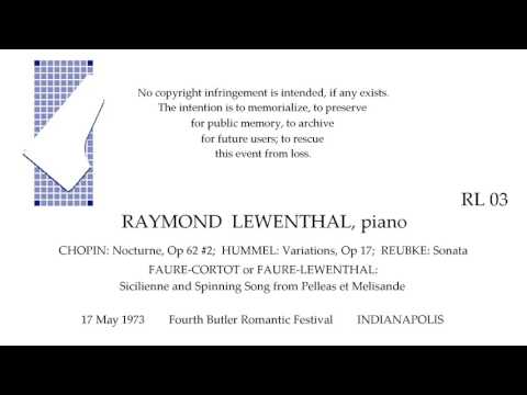 RAYMOND LEWENTHAL  4th Butler University Romantic Festival   INDIANAPOLIS 1973