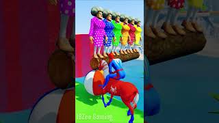 Red Spider Horse Crossing on Rainbow Superhero's Sharks Bridge Animals Game ep.64 #shorts