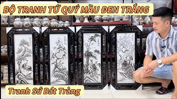 BỘ TRANH TỨ QUÝ MẦU NÂU ĐEN - TRANH GỐM BÁT TRÀNG .
