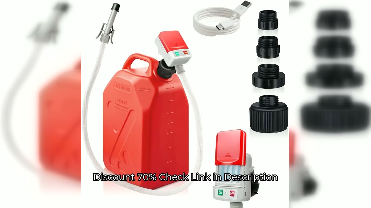 Auto-Stop Fuel Transfer Pump - USB Type-C or Battery Power, Portable 3.2 GPM with 51'' Extra Long Ho