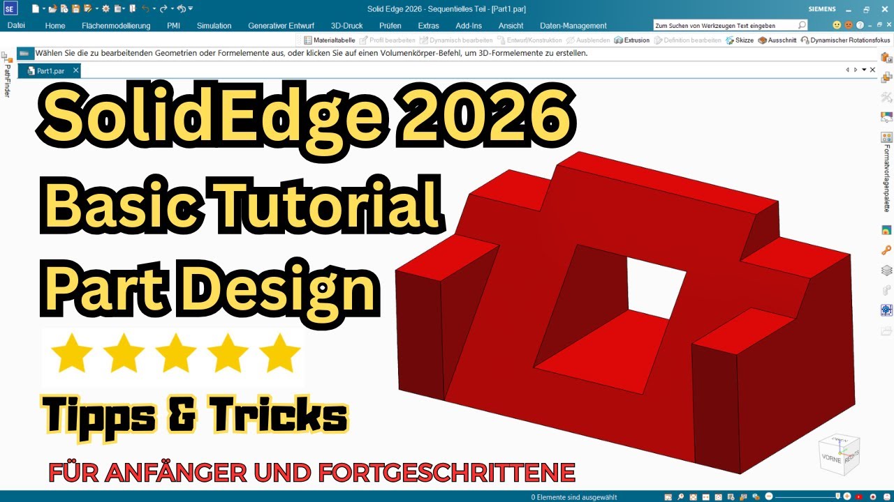 FreeCAD - Basic Part Design Tutorial mit Solid Edge 2026