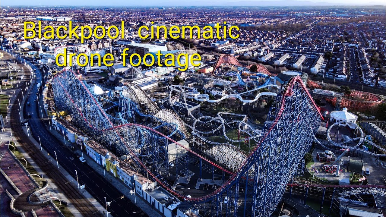 Blackpool, off season, cinematic drone footage with relaxing music