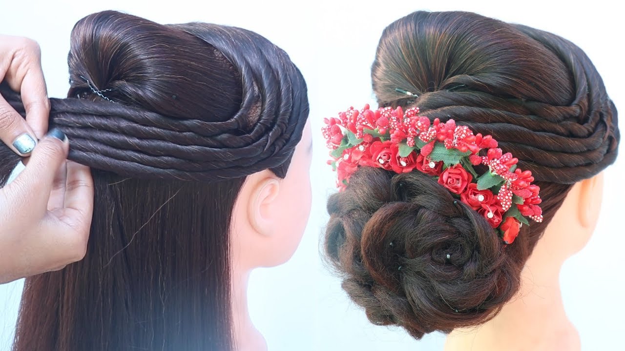 new 5 petal floral bun hairstyle  YouTube  Bun hairstyles for long hair  Bun hairstyles Roll hairstyle