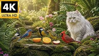 Cat TV 4K 🌲 Forest Feeding Station Full of Birds & Squirrels 🐦🐿 For Curious Cats