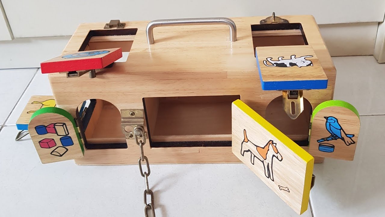 Wooden Box with Locks and Latches