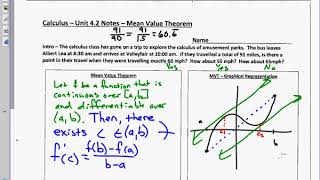 Calculus Unit 4 2 Notes Mean Value Theorem Day 1 2017
