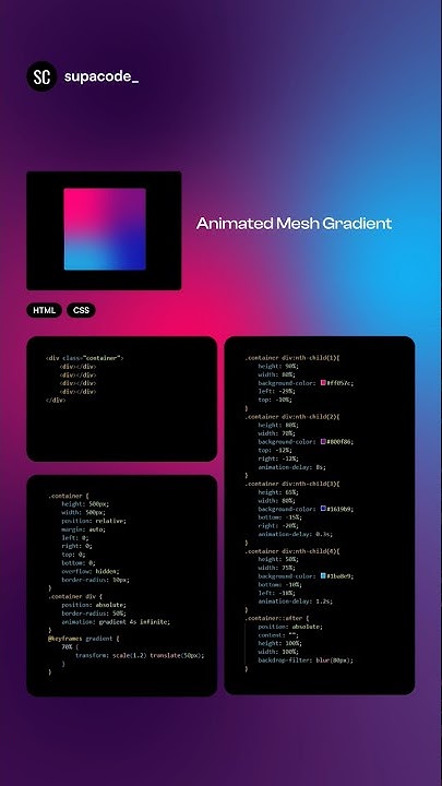 Animated mesh gradient Stack: HTML & CSS. #webdevelopment #webdesign # ...