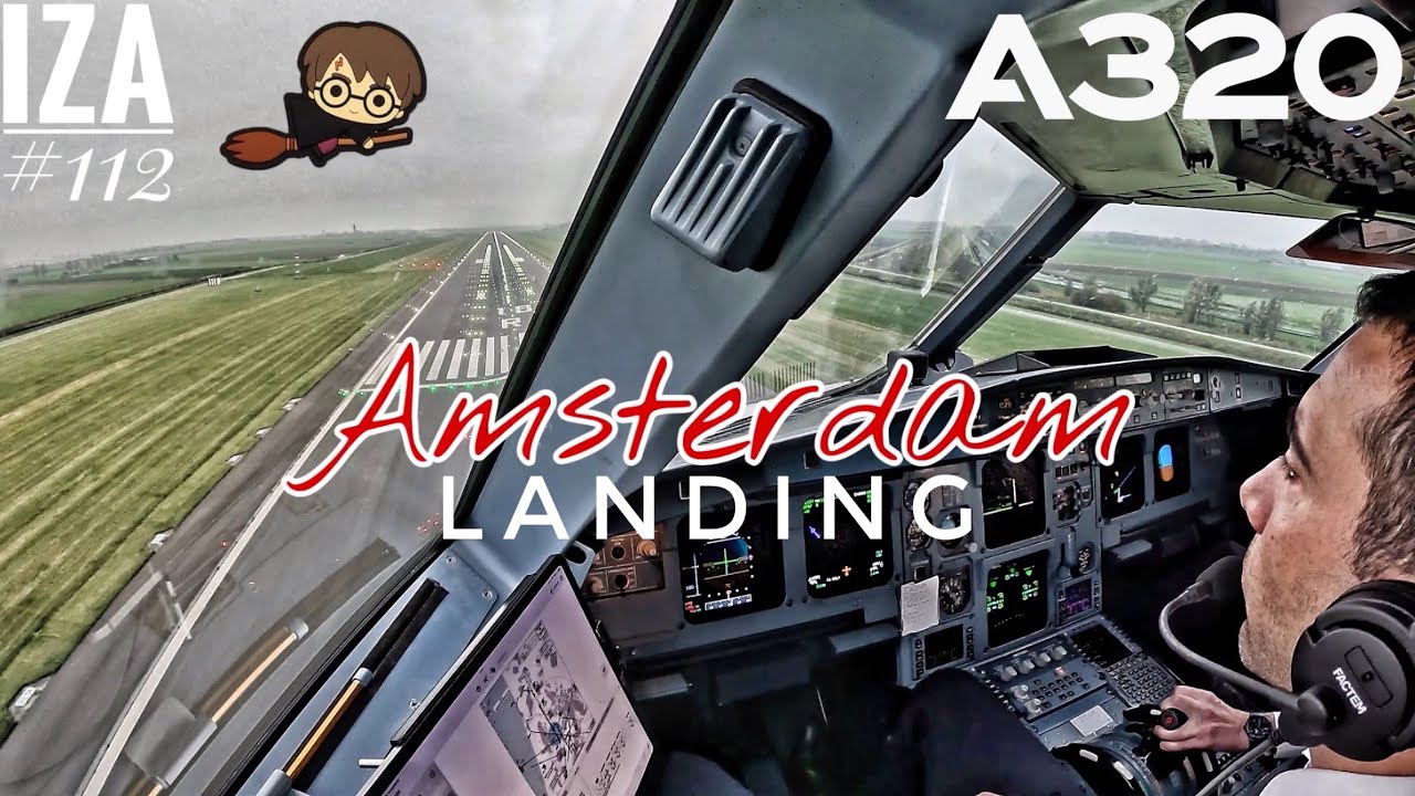 A319 AMS 🇳🇱 Амстердам | ПОСАДКА 18R | 4K-обзор кабины | Связь с диспетчером и экипажем