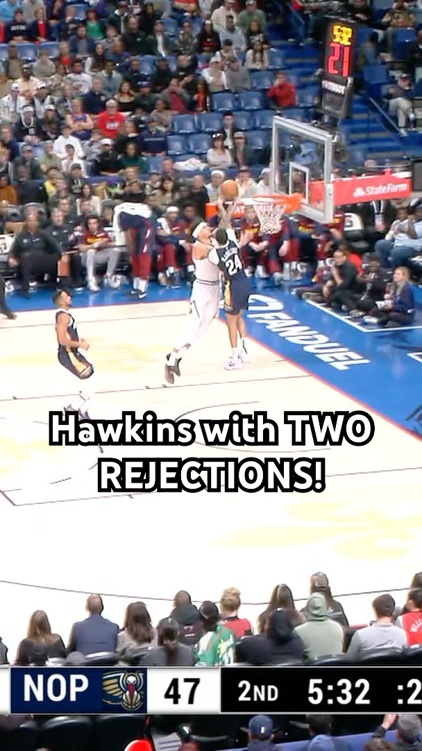 Hawkins with not one, but TWO BLOCKS defending in transition!