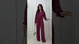 Vídeo do produto Conjunto Lanzinha Botões e Calça Ampla Vinho