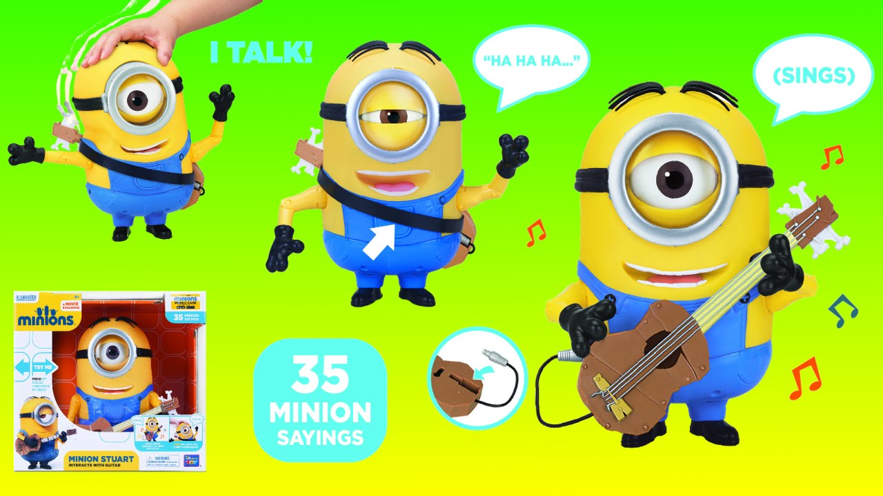 Minions Movie Talking Figure Stuart With Guitar Childrens Play Toy 