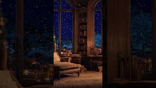 Old Book Shop Ambience - snow & Thunder Sounds | Warm Fireplace | Sleep,work, Study, Meditation