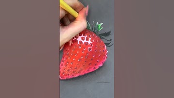 Drawing a realistic strawberry 🍓 #shorts