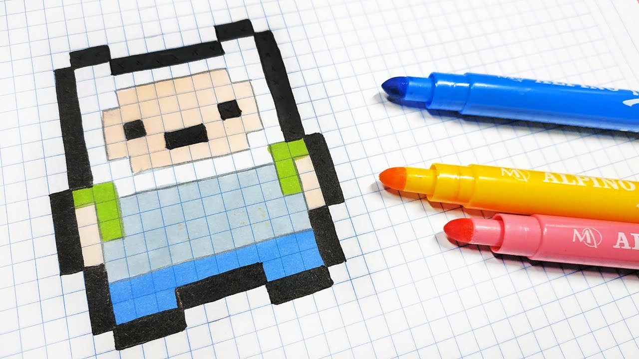 Handmade Pixel Art - How To Draw a Finn #pixelart - YouTube