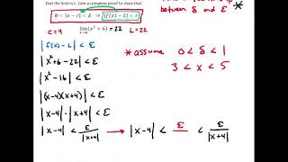 Eric's Calculus Lecture: Use the δ ε definition to prove the limit - Quadratic example (x^2+6)