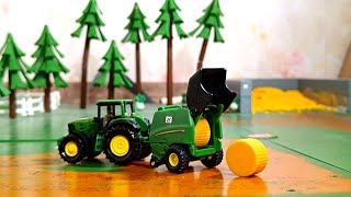 Siku 1665 John Deere Tractor With Round Baler/Siku 1665 John Deere Tractor mit Ballenpresse