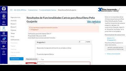 Monitoreo de examen en canvas